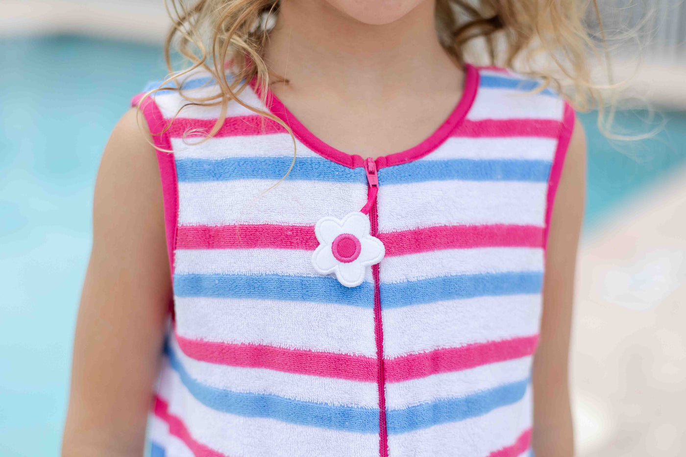 Stripe Terry Romper With Flowers